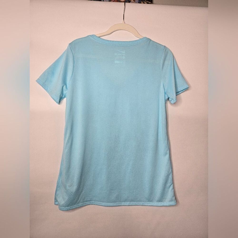 Women's Nike Tee Athletic Cut Dri-Fit V-Neck Aqua Turquoise Shirt. Size large. - Picture 5 of 7